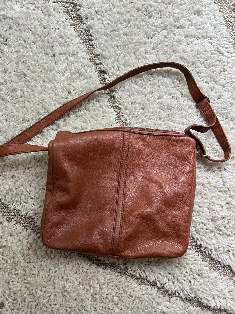 Vintage Fossil brown pebbled leather crossbody bag - Picture 3 of 7